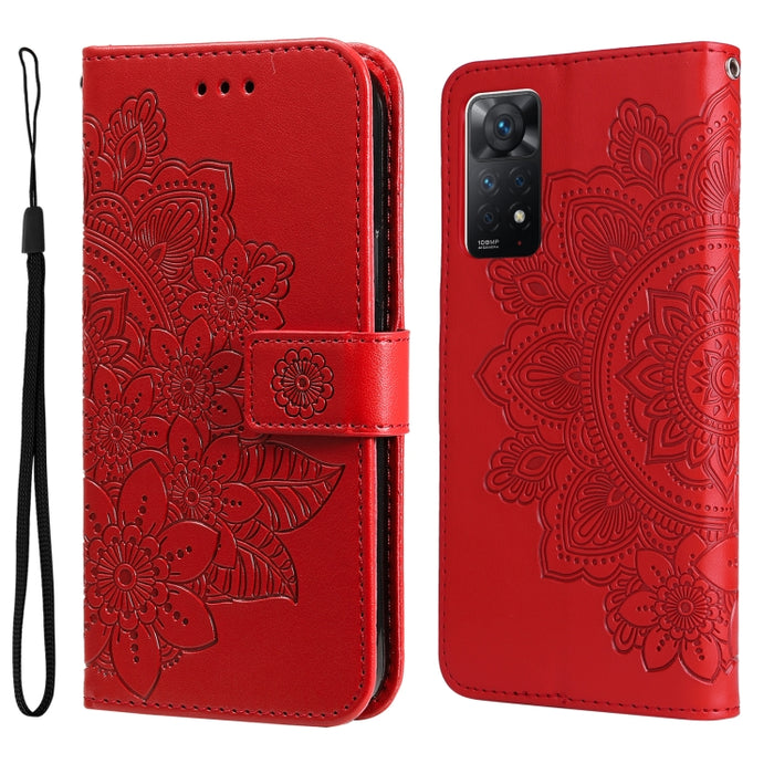 Estuche de cuero con tapa horizontal con estampado de flores de 7 pétalos, For Xiaomi Redmi Note 11 4G(Global), For Xiaomi Redmi Note 11 Pro 4G, For OPPO Realme 9i / A36 4G / A76 4G(Global), For OPPO Realme 9 Pro+, For OPPO Realme GT2 Pro              ...