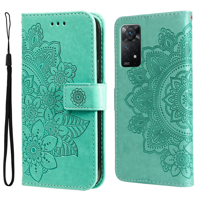 Estuche de cuero con tapa horizontal con estampado de flores de 7 pétalos, For Xiaomi Redmi Note 11 4G(Global), For Xiaomi Redmi Note 11 Pro 4G, For OPPO Realme 9i / A36 4G / A76 4G(Global), For OPPO Realme 9 Pro+, For OPPO Realme GT2 Pro              ...