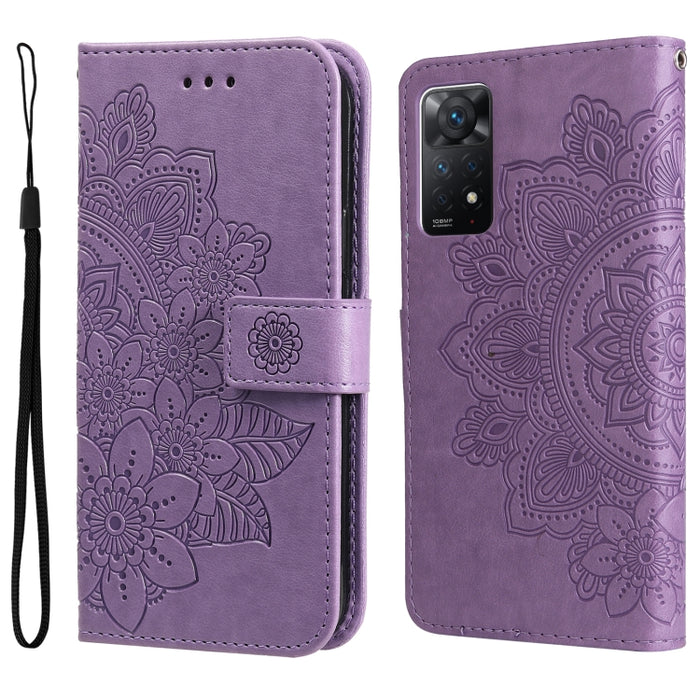 Estuche de cuero con tapa horizontal con estampado de flores de 7 pétalos, For Xiaomi Redmi Note 11 4G(Global), For Xiaomi Redmi Note 11 Pro 4G, For OPPO Realme 9i / A36 4G / A76 4G(Global), For OPPO Realme 9 Pro+, For OPPO Realme GT2 Pro              ...