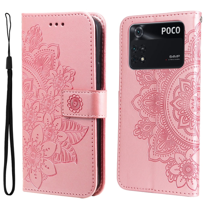 Estuche de cuero con tapa horizontal con estampado de flores de 7 pétalos, For Xiaomi Redmi Note 11 4G(Global), For Xiaomi Redmi Note 11 Pro 4G, For OPPO Realme 9i / A36 4G / A76 4G(Global), For OPPO Realme 9 Pro+, For OPPO Realme GT2 Pro              ...
