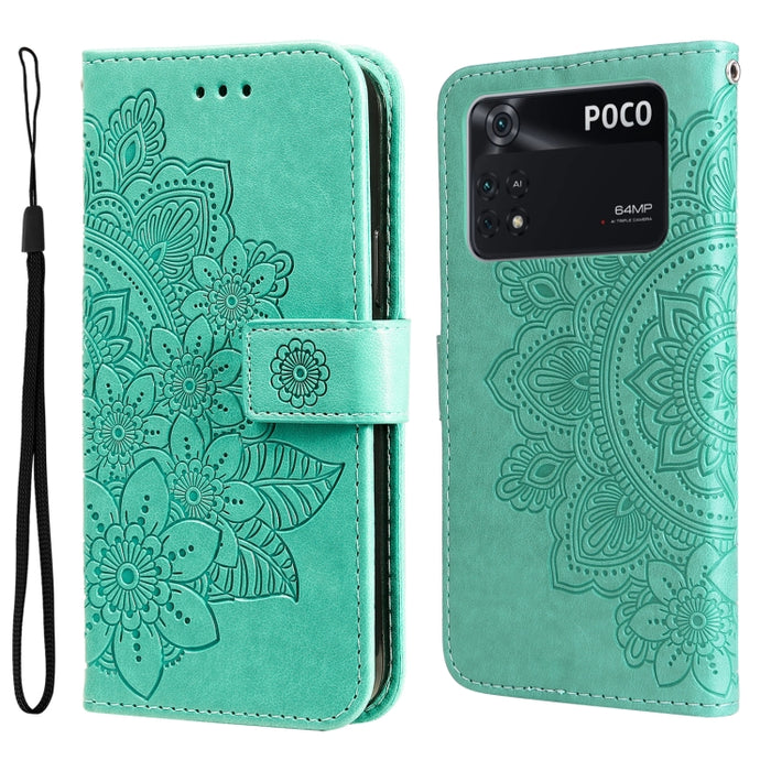 Estuche de cuero con tapa horizontal con estampado de flores de 7 pétalos, For Xiaomi Redmi Note 11 4G(Global), For Xiaomi Redmi Note 11 Pro 4G, For OPPO Realme 9i / A36 4G / A76 4G(Global), For OPPO Realme 9 Pro+, For OPPO Realme GT2 Pro              ...