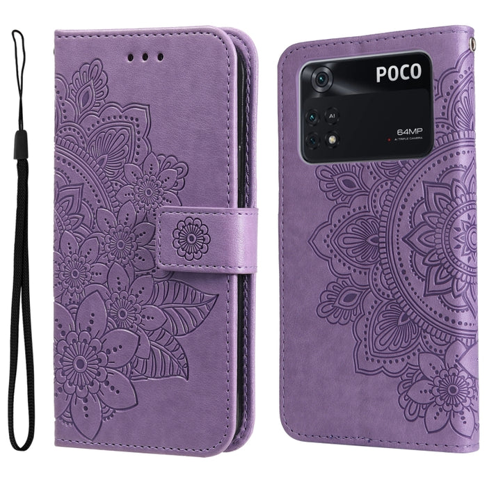 Estuche de cuero con tapa horizontal con estampado de flores de 7 pétalos, For Xiaomi Redmi Note 11 4G(Global), For Xiaomi Redmi Note 11 Pro 4G, For OPPO Realme 9i / A36 4G / A76 4G(Global), For OPPO Realme 9 Pro+, For OPPO Realme GT2 Pro              ...