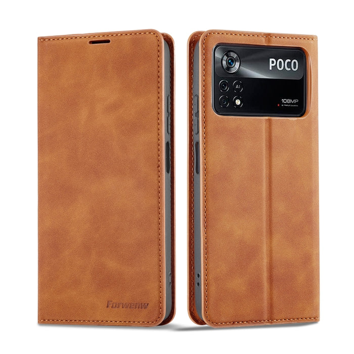 Forwenw Dream Series Funda para teléfono de cuero con fuerte magnetismo y borde de aceite, For Xiaomi Poco X4 Pro 5G, For Xiaomi Redmi Note 11 4G Global, For Xiaomi Redmi Note 11 Pro 4G Global