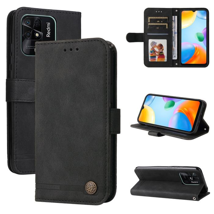 Skin Feel Life Tree Funda de piel para teléfono con botón de metal, For Xiaomi Redmi 10C 4G / Redmi 10 India Version, For Xiaomi Poco X4 Pro 5G, For Honor 50 SE / nova 9 SE, For OPPO Find X5, For OPPO Find X5 Pro