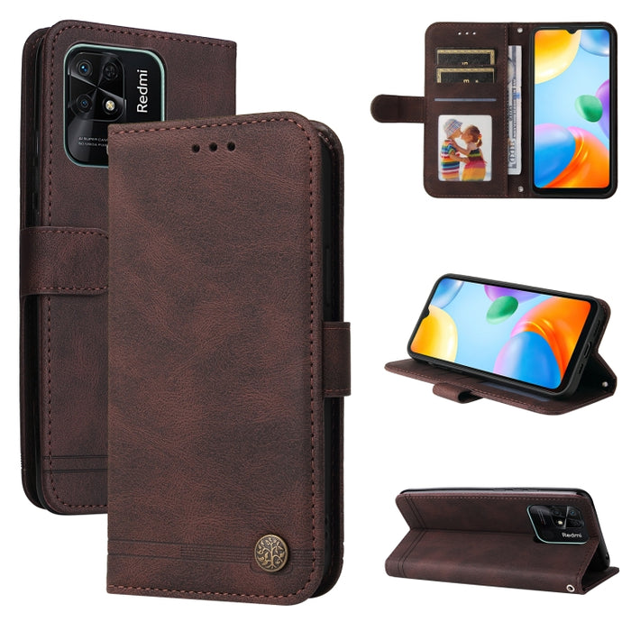 Skin Feel Life Tree Funda de piel para teléfono con botón de metal, For Xiaomi Redmi 10C 4G / Redmi 10 India Version, For Xiaomi Poco X4 Pro 5G, For Honor 50 SE / nova 9 SE, For OPPO Find X5, For OPPO Find X5 Pro