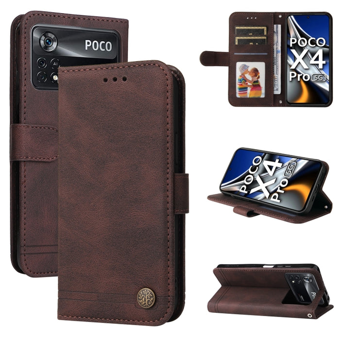 Skin Feel Life Tree Funda de piel para teléfono con botón de metal, For Xiaomi Redmi 10C 4G / Redmi 10 India Version, For Xiaomi Poco X4 Pro 5G, For Honor 50 SE / nova 9 SE, For OPPO Find X5, For OPPO Find X5 Pro