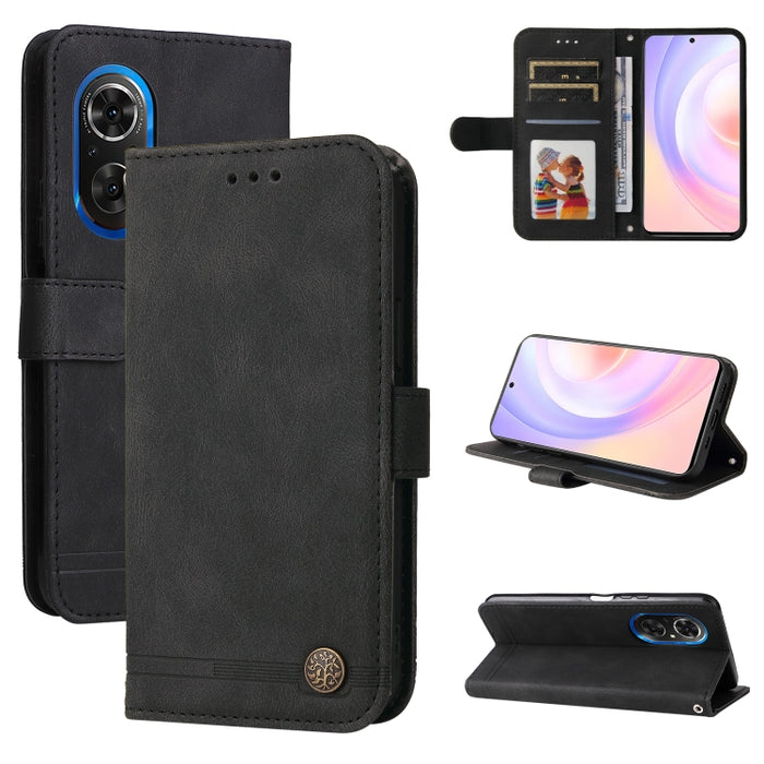 Skin Feel Life Tree Funda de piel para teléfono con botón de metal, For Xiaomi Redmi 10C 4G / Redmi 10 India Version, For Xiaomi Poco X4 Pro 5G, For Honor 50 SE / nova 9 SE, For OPPO Find X5, For OPPO Find X5 Pro