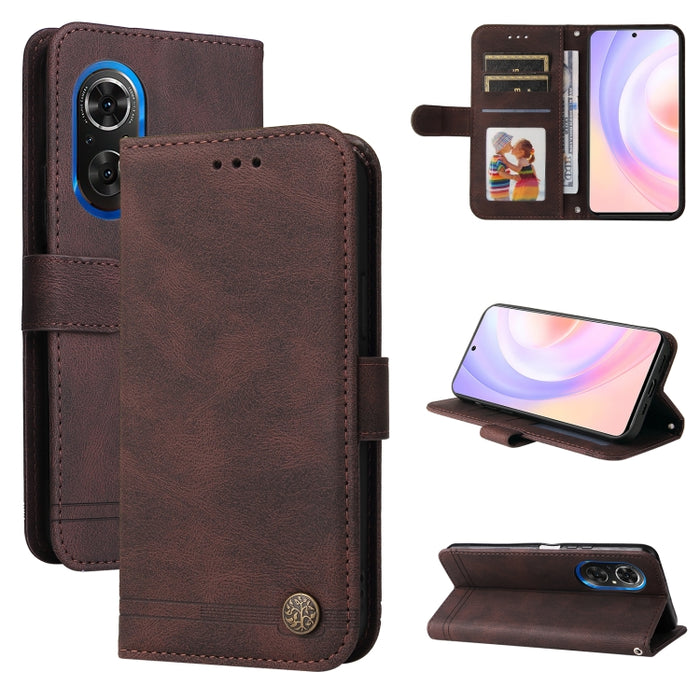 Skin Feel Life Tree Funda de piel para teléfono con botón de metal, For Xiaomi Redmi 10C 4G / Redmi 10 India Version, For Xiaomi Poco X4 Pro 5G, For Honor 50 SE / nova 9 SE, For OPPO Find X5, For OPPO Find X5 Pro