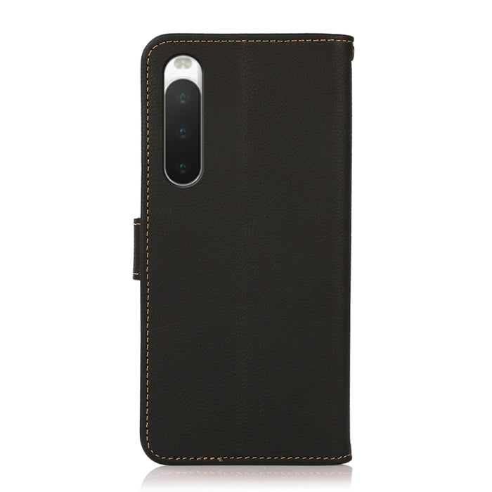 KHAZNEH Custer Estuche para teléfono RFID de cuero genuino, For Sony Xperia 10 IV, For Xiaomi Redmi Note 11E / Redmi 10 5G