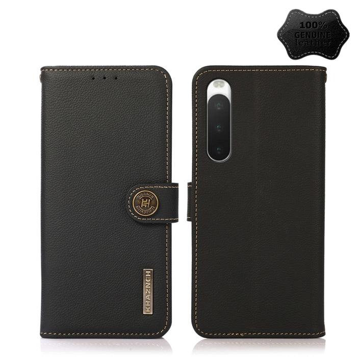 KHAZNEH Custer Estuche para teléfono RFID de cuero genuino, For Sony Xperia 10 IV, For Xiaomi Redmi Note 11E / Redmi 10 5G