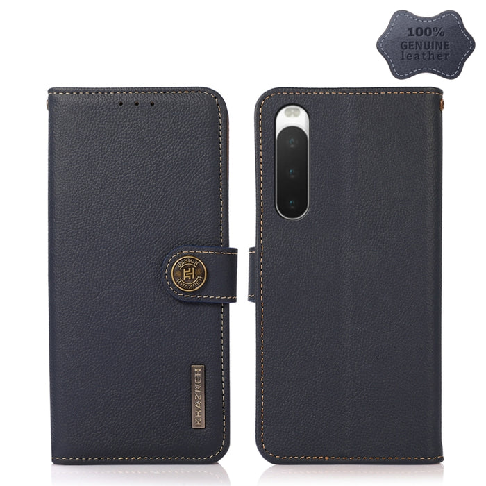 KHAZNEH Custer Estuche para teléfono RFID de cuero genuino, For Sony Xperia 10 IV, For Xiaomi Redmi Note 11E / Redmi 10 5G