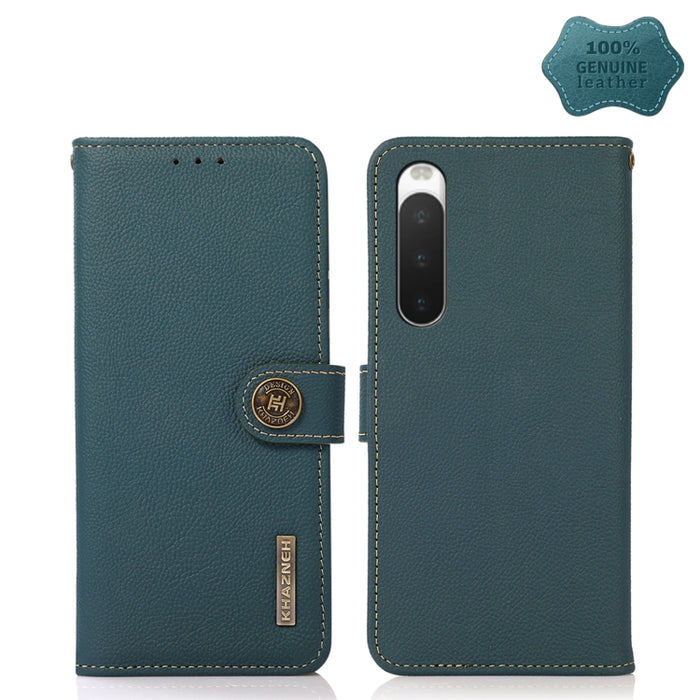 KHAZNEH Custer Estuche para teléfono RFID de cuero genuino, For Sony Xperia 10 IV, For Xiaomi Redmi Note 11E / Redmi 10 5G