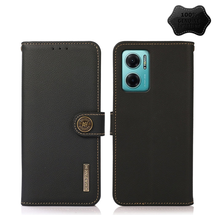 KHAZNEH Custer Estuche para teléfono RFID de cuero genuino, For Sony Xperia 10 IV, For Xiaomi Redmi Note 11E / Redmi 10 5G