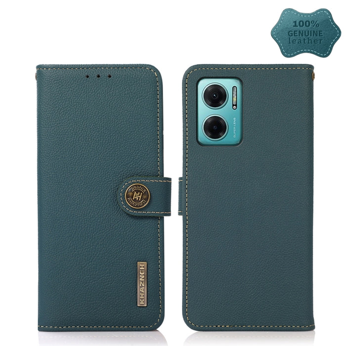 KHAZNEH Custer Estuche para teléfono RFID de cuero genuino, For Sony Xperia 10 IV, For Xiaomi Redmi Note 11E / Redmi 10 5G