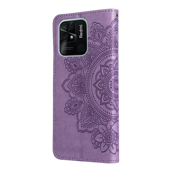 Estuche para teléfono de cuero con tapa en relieve de flores de 7 pétalos, For Xiaomi Redmi 10C 4G / Redmi 10 (India), For Xiaomi Poco X4 Pro 5G, For Honor 50 SE / Huawei nova 9 SE, For OPPO Find X5 Lite / Reno7 5G, For OPPO Find X5, For OPPO Find X5 P...