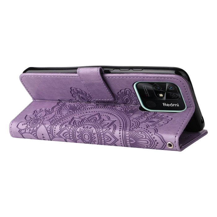 Estuche para teléfono de cuero con tapa en relieve de flores de 7 pétalos, For Xiaomi Redmi 10C 4G / Redmi 10 (India), For Xiaomi Poco X4 Pro 5G, For Honor 50 SE / Huawei nova 9 SE, For OPPO Find X5 Lite / Reno7 5G, For OPPO Find X5, For OPPO Find X5 P...
