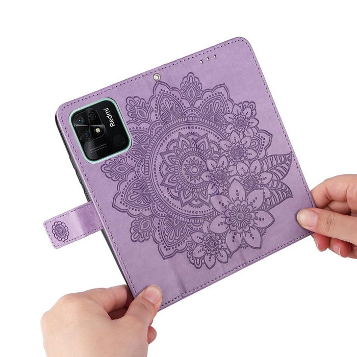 Estuche para teléfono de cuero con tapa en relieve de flores de 7 pétalos, For Xiaomi Redmi 10C 4G / Redmi 10 (India), For Xiaomi Poco X4 Pro 5G, For Honor 50 SE / Huawei nova 9 SE, For OPPO Find X5 Lite / Reno7 5G, For OPPO Find X5, For OPPO Find X5 P...