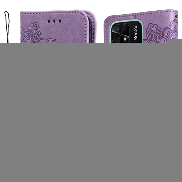 Estuche para teléfono de cuero con tapa en relieve de flores de 7 pétalos, For Xiaomi Redmi 10C 4G / Redmi 10 (India), For Xiaomi Poco X4 Pro 5G, For Honor 50 SE / Huawei nova 9 SE, For OPPO Find X5 Lite / Reno7 5G, For OPPO Find X5, For OPPO Find X5 P...