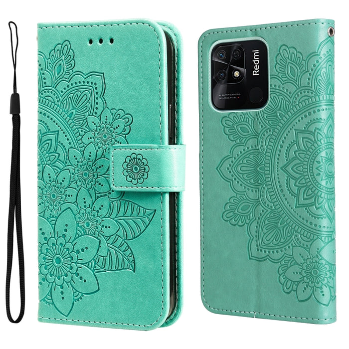 Estuche para teléfono de cuero con tapa en relieve de flores de 7 pétalos, For Xiaomi Redmi 10C 4G / Redmi 10 (India), For Xiaomi Poco X4 Pro 5G, For Honor 50 SE / Huawei nova 9 SE, For OPPO Find X5 Lite / Reno7 5G, For OPPO Find X5, For OPPO Find X5 P...