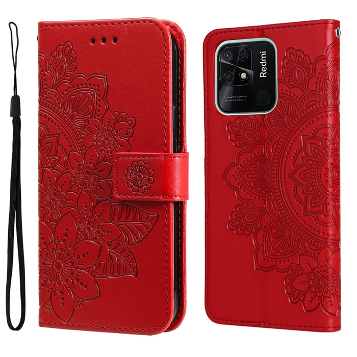 Estuche para teléfono de cuero con tapa en relieve de flores de 7 pétalos, For Xiaomi Redmi 10C 4G / Redmi 10 (India), For Xiaomi Poco X4 Pro 5G, For Honor 50 SE / Huawei nova 9 SE, For OPPO Find X5 Lite / Reno7 5G, For OPPO Find X5, For OPPO Find X5 P...