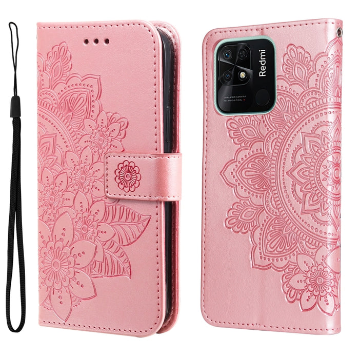 Estuche para teléfono de cuero con tapa en relieve de flores de 7 pétalos, For Xiaomi Redmi 10C 4G / Redmi 10 (India), For Xiaomi Poco X4 Pro 5G, For Honor 50 SE / Huawei nova 9 SE, For OPPO Find X5 Lite / Reno7 5G, For OPPO Find X5, For OPPO Find X5 P...
