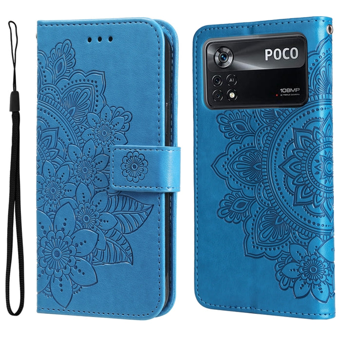 Estuche para teléfono de cuero con tapa en relieve de flores de 7 pétalos, For Xiaomi Redmi 10C 4G / Redmi 10 (India), For Xiaomi Poco X4 Pro 5G, For Honor 50 SE / Huawei nova 9 SE, For OPPO Find X5 Lite / Reno7 5G, For OPPO Find X5, For OPPO Find X5 P...