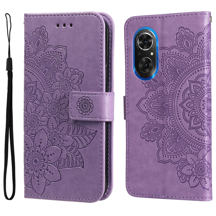 Estuche para teléfono de cuero con tapa en relieve de flores de 7 pétalos, For Xiaomi Redmi 10C 4G / Redmi 10 (India), For Xiaomi Poco X4 Pro 5G, For Honor 50 SE / Huawei nova 9 SE, For OPPO Find X5 Lite / Reno7 5G, For OPPO Find X5, For OPPO Find X5 P...