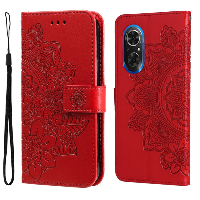 Estuche para teléfono de cuero con tapa en relieve de flores de 7 pétalos, For Xiaomi Redmi 10C 4G / Redmi 10 (India), For Xiaomi Poco X4 Pro 5G, For Honor 50 SE / Huawei nova 9 SE, For OPPO Find X5 Lite / Reno7 5G, For OPPO Find X5, For OPPO Find X5 P...