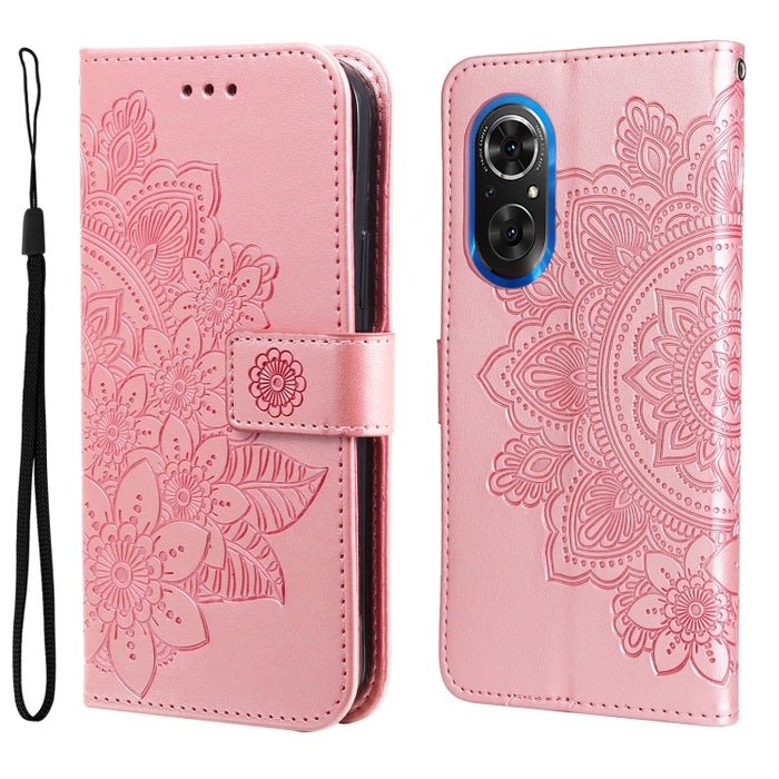 Estuche para teléfono de cuero con tapa en relieve de flores de 7 pétalos, For Xiaomi Redmi 10C 4G / Redmi 10 (India), For Xiaomi Poco X4 Pro 5G, For Honor 50 SE / Huawei nova 9 SE, For OPPO Find X5 Lite / Reno7 5G, For OPPO Find X5, For OPPO Find X5 P...