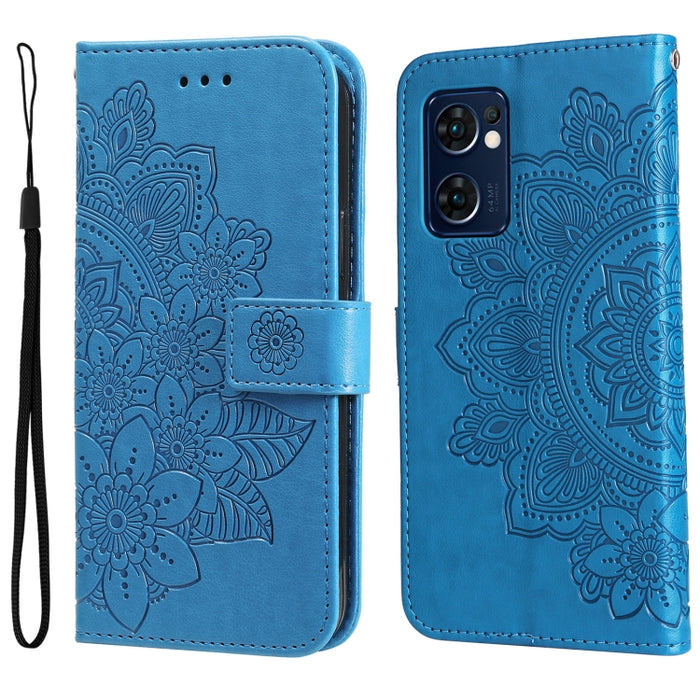 Estuche para teléfono de cuero con tapa en relieve de flores de 7 pétalos, For Xiaomi Redmi 10C 4G / Redmi 10 (India), For Xiaomi Poco X4 Pro 5G, For Honor 50 SE / Huawei nova 9 SE, For OPPO Find X5 Lite / Reno7 5G, For OPPO Find X5, For OPPO Find X5 P...
