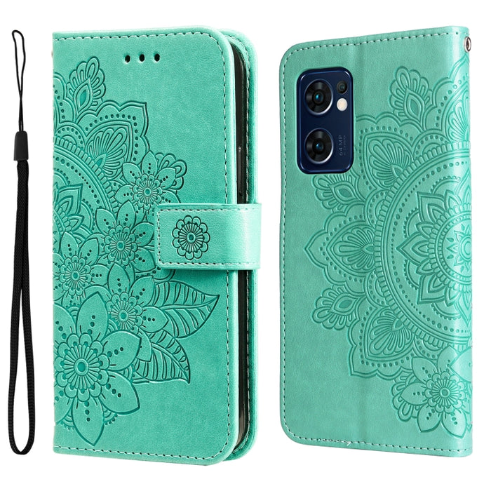 Estuche para teléfono de cuero con tapa en relieve de flores de 7 pétalos, For Xiaomi Redmi 10C 4G / Redmi 10 (India), For Xiaomi Poco X4 Pro 5G, For Honor 50 SE / Huawei nova 9 SE, For OPPO Find X5 Lite / Reno7 5G, For OPPO Find X5, For OPPO Find X5 P...