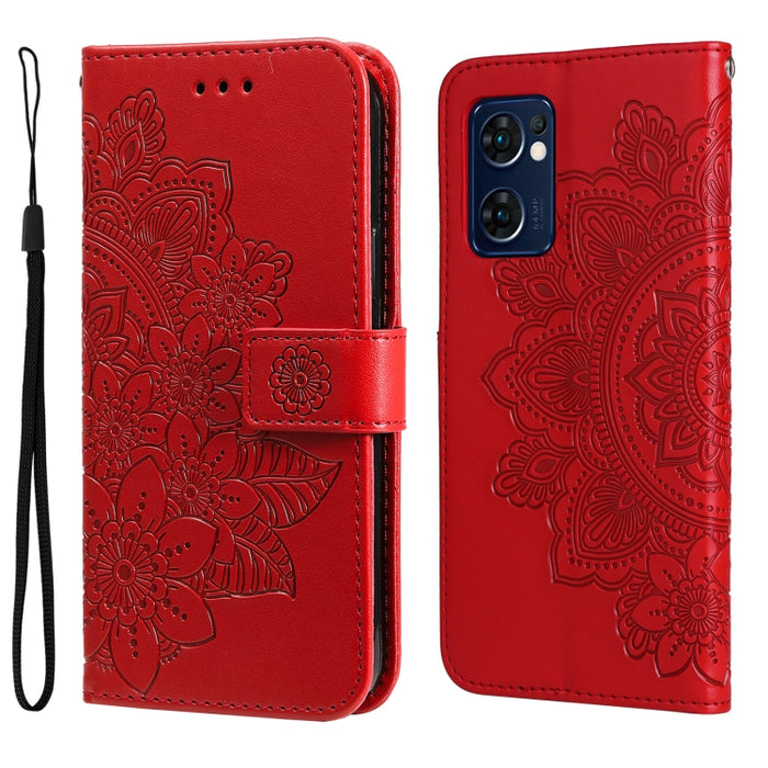 Estuche para teléfono de cuero con tapa en relieve de flores de 7 pétalos, For Xiaomi Redmi 10C 4G / Redmi 10 (India), For Xiaomi Poco X4 Pro 5G, For Honor 50 SE / Huawei nova 9 SE, For OPPO Find X5 Lite / Reno7 5G, For OPPO Find X5, For OPPO Find X5 P...