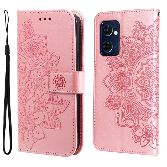 Estuche para teléfono de cuero con tapa en relieve de flores de 7 pétalos, For Xiaomi Redmi 10C 4G / Redmi 10 (India), For Xiaomi Poco X4 Pro 5G, For Honor 50 SE / Huawei nova 9 SE, For OPPO Find X5 Lite / Reno7 5G, For OPPO Find X5, For OPPO Find X5 P...
