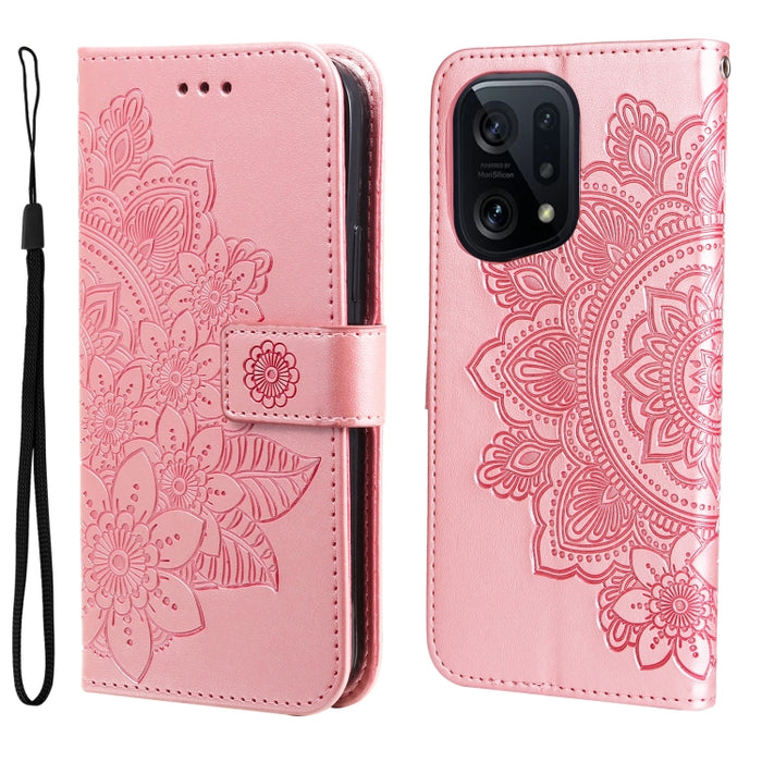 Estuche para teléfono de cuero con tapa en relieve de flores de 7 pétalos, For Xiaomi Redmi 10C 4G / Redmi 10 (India), For Xiaomi Poco X4 Pro 5G, For Honor 50 SE / Huawei nova 9 SE, For OPPO Find X5 Lite / Reno7 5G, For OPPO Find X5, For OPPO Find X5 P...