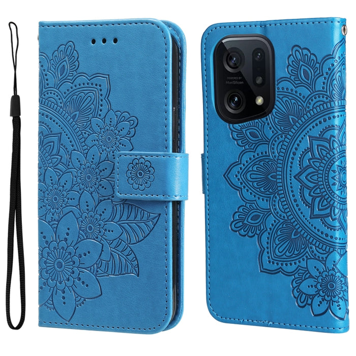Estuche para teléfono de cuero con tapa en relieve de flores de 7 pétalos, For Xiaomi Redmi 10C 4G / Redmi 10 (India), For Xiaomi Poco X4 Pro 5G, For Honor 50 SE / Huawei nova 9 SE, For OPPO Find X5 Lite / Reno7 5G, For OPPO Find X5, For OPPO Find X5 P...