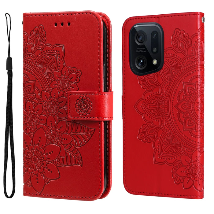 Estuche para teléfono de cuero con tapa en relieve de flores de 7 pétalos, For Xiaomi Redmi 10C 4G / Redmi 10 (India), For Xiaomi Poco X4 Pro 5G, For Honor 50 SE / Huawei nova 9 SE, For OPPO Find X5 Lite / Reno7 5G, For OPPO Find X5, For OPPO Find X5 P...