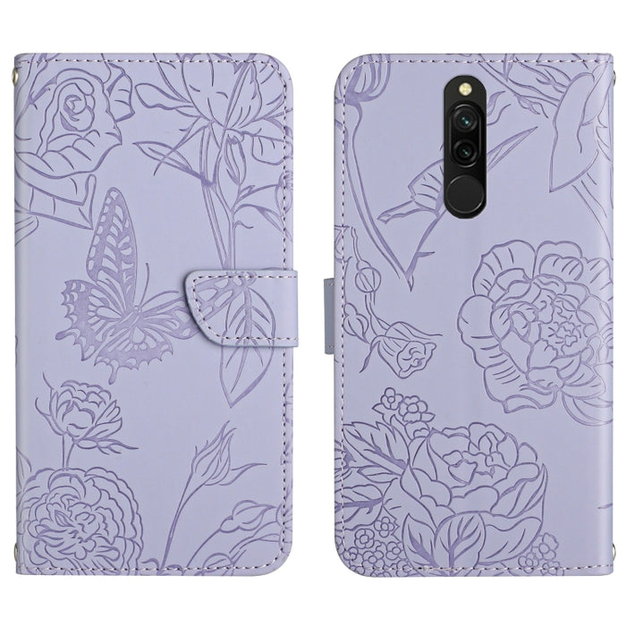 Skin Feel Butterfly Peony Estuche para teléfono de cuero en relieve, For Xiaomi Redmi 8 / 8A, For Xiaomi Redmi 9, For Xiaomi Redmi 9A, For Xiaomi Redmi 9C, For Xiaomi Redmi 10 4G, For Xiaomi Redmi 10 5G / Note 11E, For Xiaomi Redmi 10C                 ...