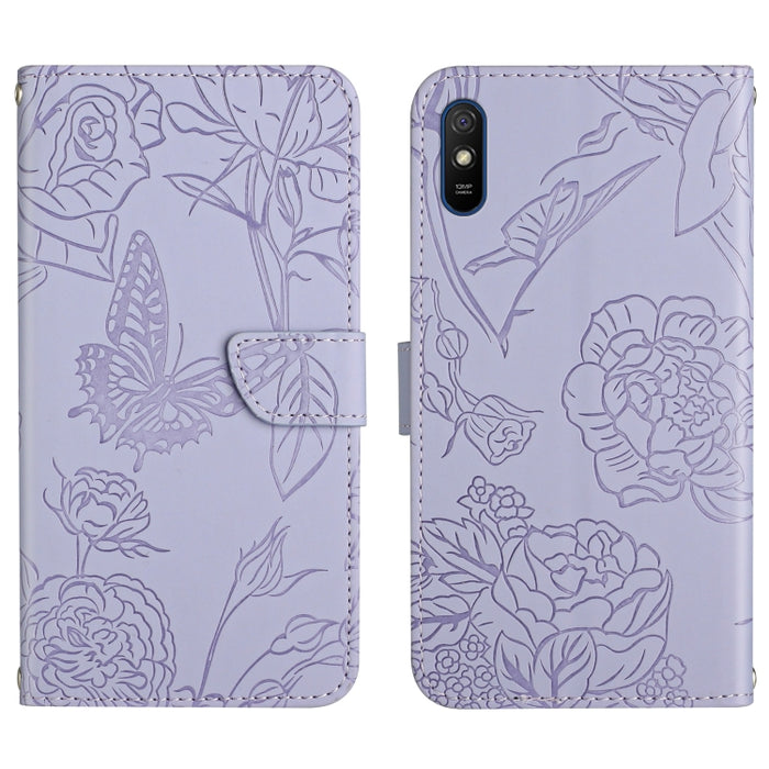 Skin Feel Butterfly Peony Estuche para teléfono de cuero en relieve, For Xiaomi Redmi 8 / 8A, For Xiaomi Redmi 9, For Xiaomi Redmi 9A, For Xiaomi Redmi 9C, For Xiaomi Redmi 10 4G, For Xiaomi Redmi 10 5G / Note 11E, For Xiaomi Redmi 10C                 ...