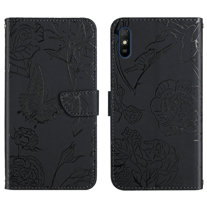 Skin Feel Butterfly Peony Estuche para teléfono de cuero en relieve, For Xiaomi Redmi 8 / 8A, For Xiaomi Redmi 9, For Xiaomi Redmi 9A, For Xiaomi Redmi 9C, For Xiaomi Redmi 10 4G, For Xiaomi Redmi 10 5G / Note 11E, For Xiaomi Redmi 10C                 ...
