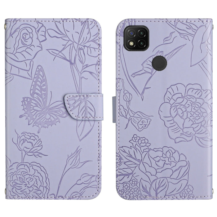 Skin Feel Butterfly Peony Estuche para teléfono de cuero en relieve, For Xiaomi Redmi 8 / 8A, For Xiaomi Redmi 9, For Xiaomi Redmi 9A, For Xiaomi Redmi 9C, For Xiaomi Redmi 10 4G, For Xiaomi Redmi 10 5G / Note 11E, For Xiaomi Redmi 10C                 ...
