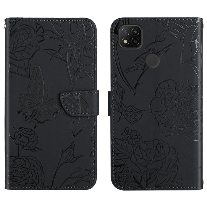 Skin Feel Butterfly Peony Estuche para teléfono de cuero en relieve, For Xiaomi Redmi 8 / 8A, For Xiaomi Redmi 9, For Xiaomi Redmi 9A, For Xiaomi Redmi 9C, For Xiaomi Redmi 10 4G, For Xiaomi Redmi 10 5G / Note 11E, For Xiaomi Redmi 10C                 ...