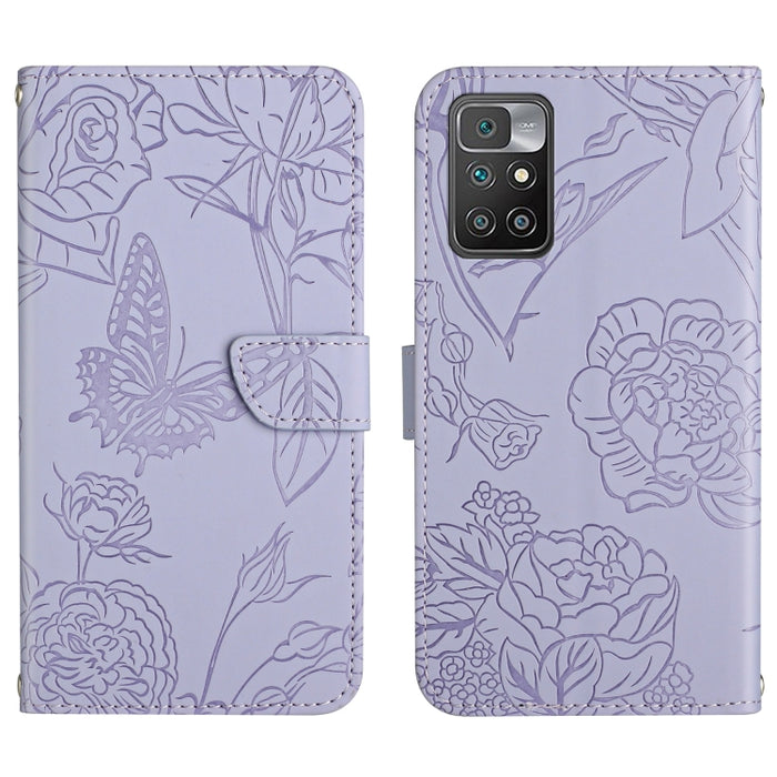 Skin Feel Butterfly Peony Estuche para teléfono de cuero en relieve, For Xiaomi Redmi 8 / 8A, For Xiaomi Redmi 9, For Xiaomi Redmi 9A, For Xiaomi Redmi 9C, For Xiaomi Redmi 10 4G, For Xiaomi Redmi 10 5G / Note 11E, For Xiaomi Redmi 10C                 ...
