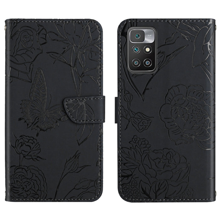 Skin Feel Butterfly Peony Estuche para teléfono de cuero en relieve, For Xiaomi Redmi 8 / 8A, For Xiaomi Redmi 9, For Xiaomi Redmi 9A, For Xiaomi Redmi 9C, For Xiaomi Redmi 10 4G, For Xiaomi Redmi 10 5G / Note 11E, For Xiaomi Redmi 10C                 ...
