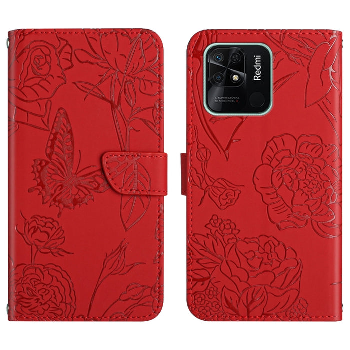 Skin Feel Butterfly Peony Estuche para teléfono de cuero en relieve, For Xiaomi Redmi 8 / 8A, For Xiaomi Redmi 9, For Xiaomi Redmi 9A, For Xiaomi Redmi 9C, For Xiaomi Redmi 10 4G, For Xiaomi Redmi 10 5G / Note 11E, For Xiaomi Redmi 10C                 ...