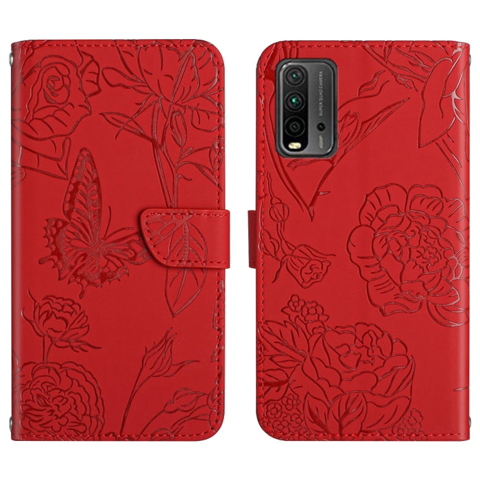 Skin Feel Butterfly Peony Estuche para teléfono de cuero en relieve, For Xiaomi Redmi 8 / 8A, For Xiaomi Redmi 9, For Xiaomi Redmi 9A, For Xiaomi Redmi 9C, For Xiaomi Redmi 10 4G, For Xiaomi Redmi 10 5G / Note 11E, For Xiaomi Redmi 10C                 ...