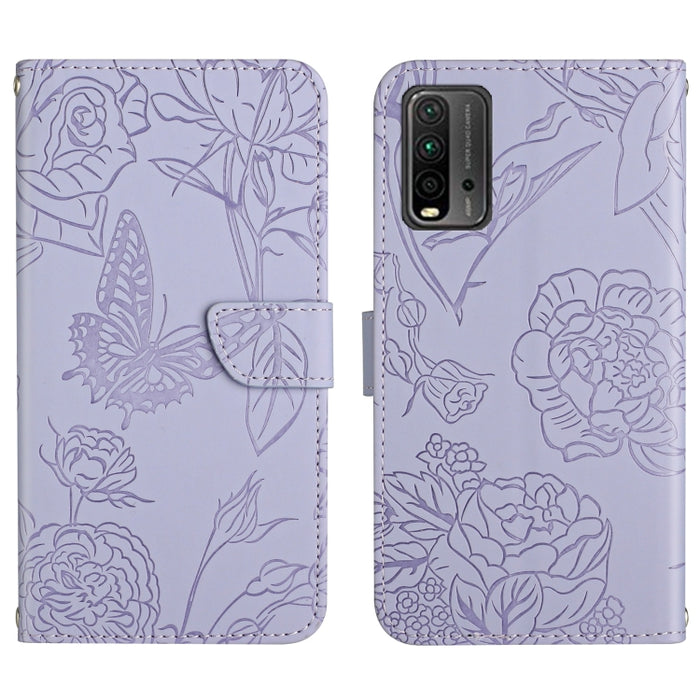Skin Feel Butterfly Peony Estuche para teléfono de cuero en relieve, For Xiaomi Redmi 8 / 8A, For Xiaomi Redmi 9, For Xiaomi Redmi 9A, For Xiaomi Redmi 9C, For Xiaomi Redmi 10 4G, For Xiaomi Redmi 10 5G / Note 11E, For Xiaomi Redmi 10C                 ...