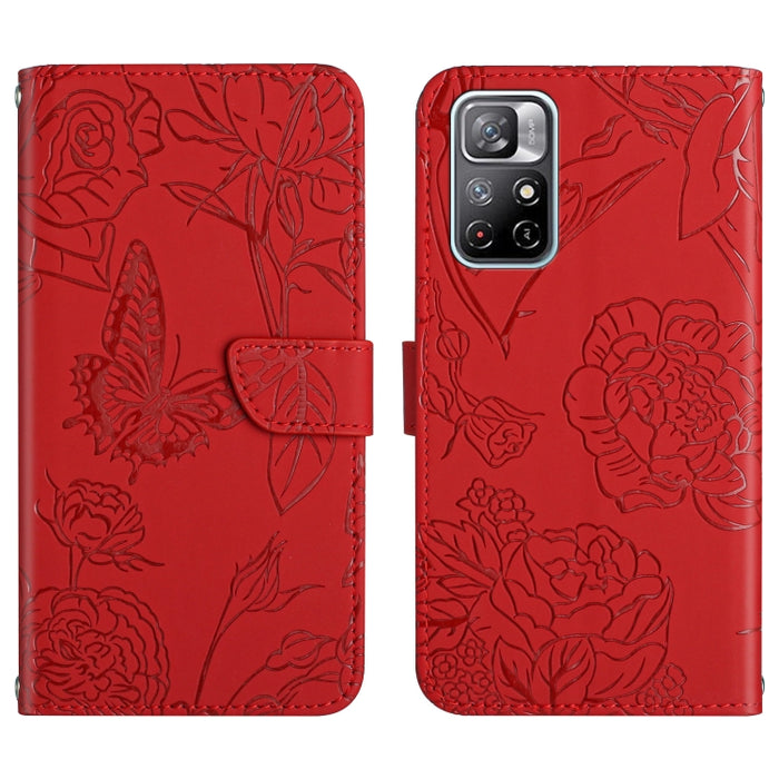 Skin Feel Butterfly Peony Estuche para teléfono de cuero en relieve, For Xiaomi Redmi Note 11S, For Xiaomi Redmi Note 11 5G Chinese Version, For Xiaomi Redmi Note 11 Pro Foreign Version, For Xiaomi Redmi Note 11 Pro / Poco M4 Pro 5G                    ...