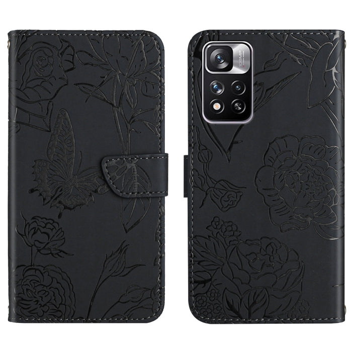Skin Feel Butterfly Peony Estuche para teléfono de cuero en relieve, For Xiaomi Redmi Note 11S, For Xiaomi Redmi Note 11 5G Chinese Version, For Xiaomi Redmi Note 11 Pro Foreign Version, For Xiaomi Redmi Note 11 Pro / Poco M4 Pro 5G                    ...