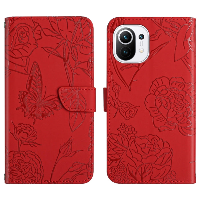 Skin Feel Butterfly Peony Estuche para teléfono de cuero en relieve, For Xiaomi Redmi Note 11S, For Xiaomi Redmi Note 11 5G Chinese Version, For Xiaomi Redmi Note 11 Pro Foreign Version, For Xiaomi Redmi Note 11 Pro / Poco M4 Pro 5G                    ...
