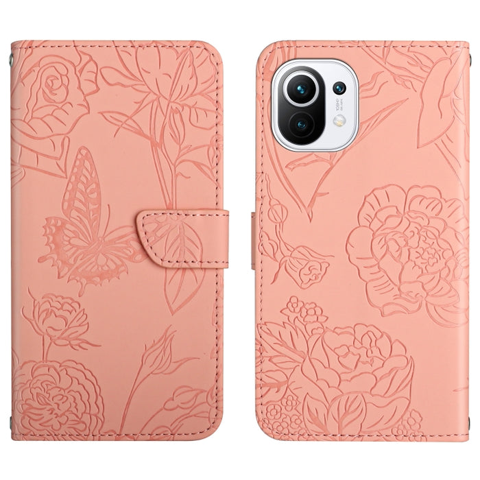 Skin Feel Butterfly Peony Estuche para teléfono de cuero en relieve, For Xiaomi Redmi Note 11S, For Xiaomi Redmi Note 11 5G Chinese Version, For Xiaomi Redmi Note 11 Pro Foreign Version, For Xiaomi Redmi Note 11 Pro / Poco M4 Pro 5G                    ...